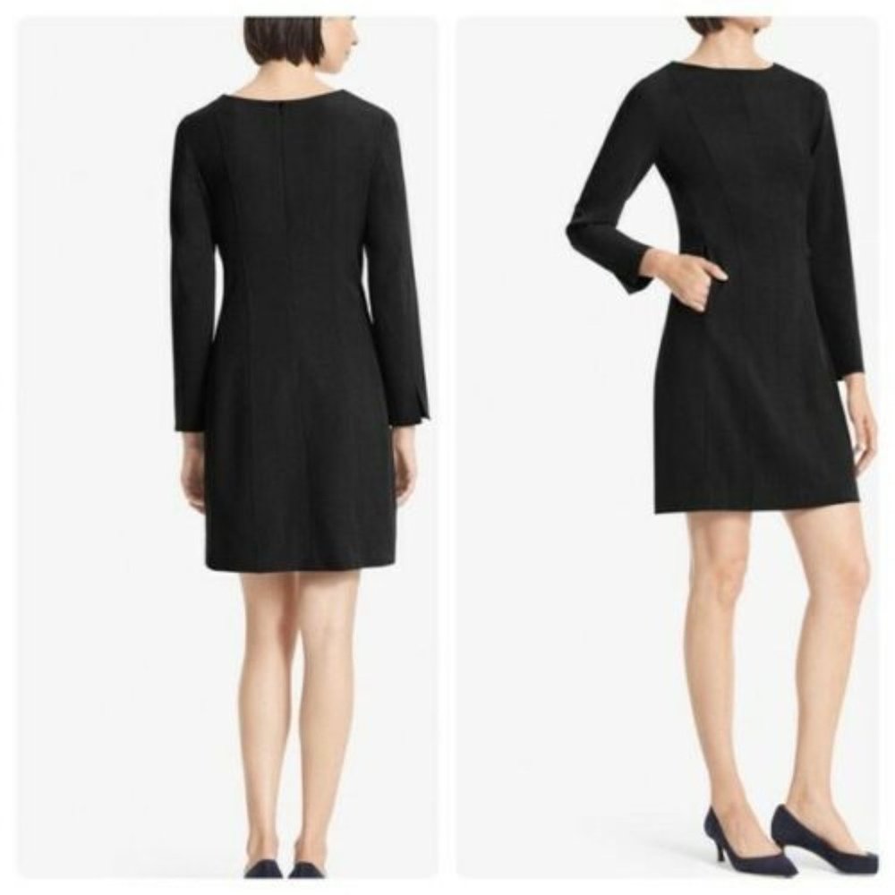 MM Lafleur Novara Sheath Dress 4 Black Knit Long Sleeve Zip Pockets